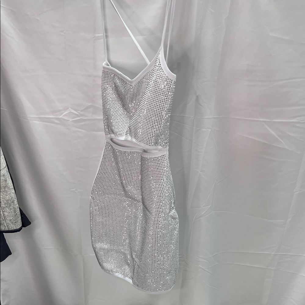Dazzling Silver Backless Dress
